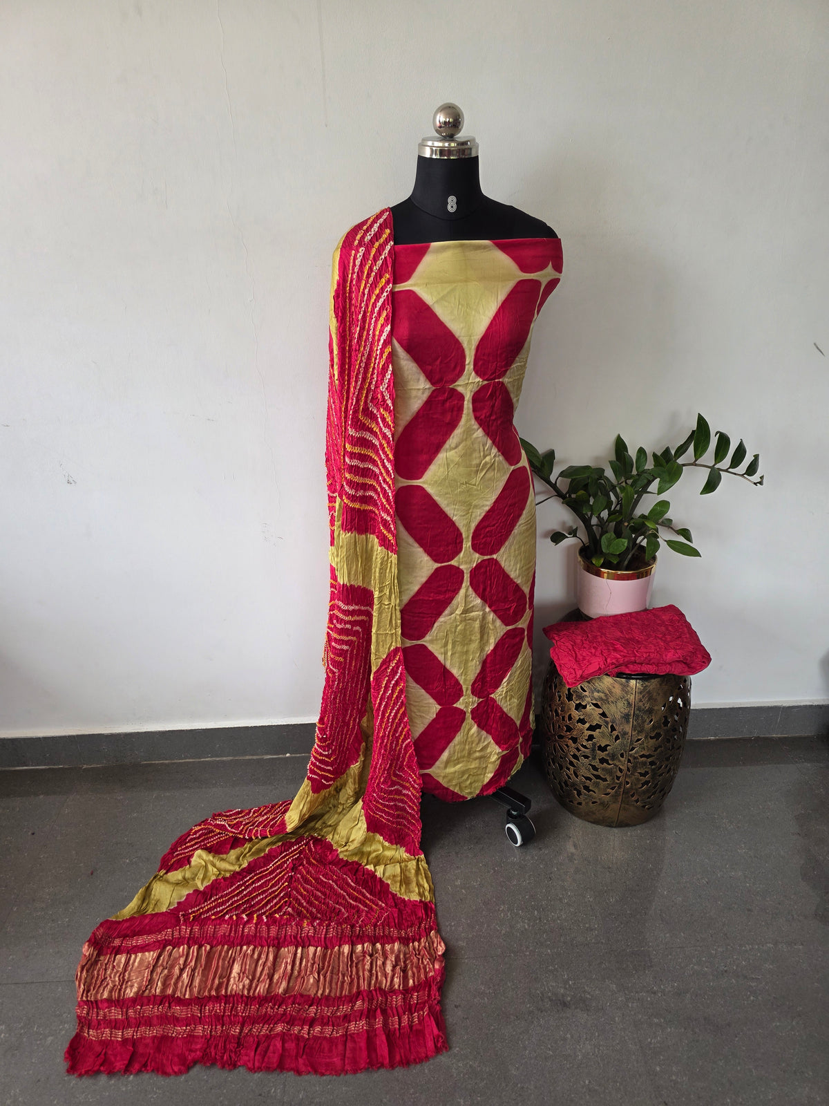 Handcrafted clap-dyed bandhani modal salwar set -BN209