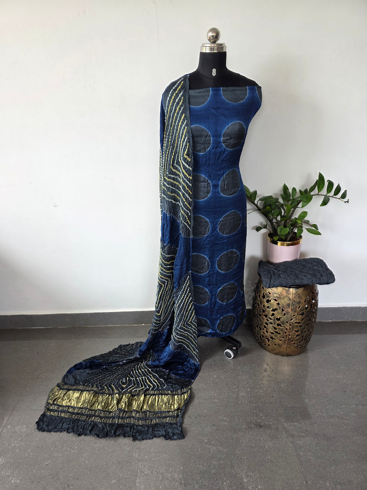 Handcrafted clap-dyed bandhani modal salwar set -BN212