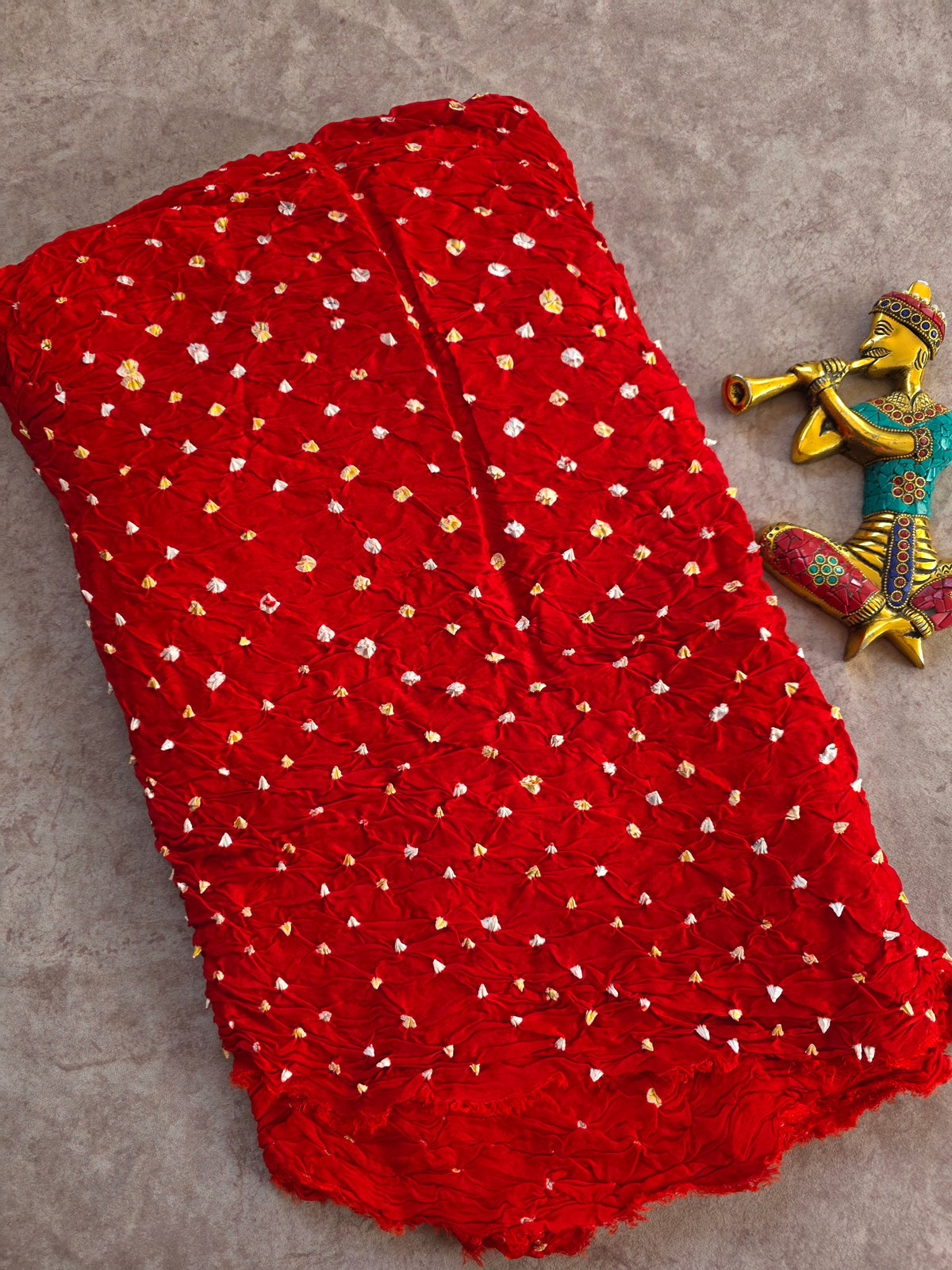 Handcrafted bandhani modal silk running material-BN181