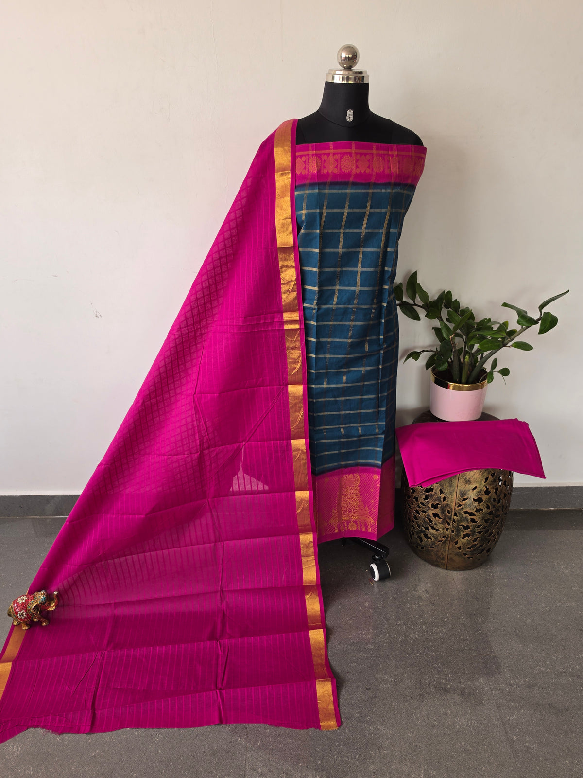 Madurai Sungudi Gopuram border salwar set-MS154