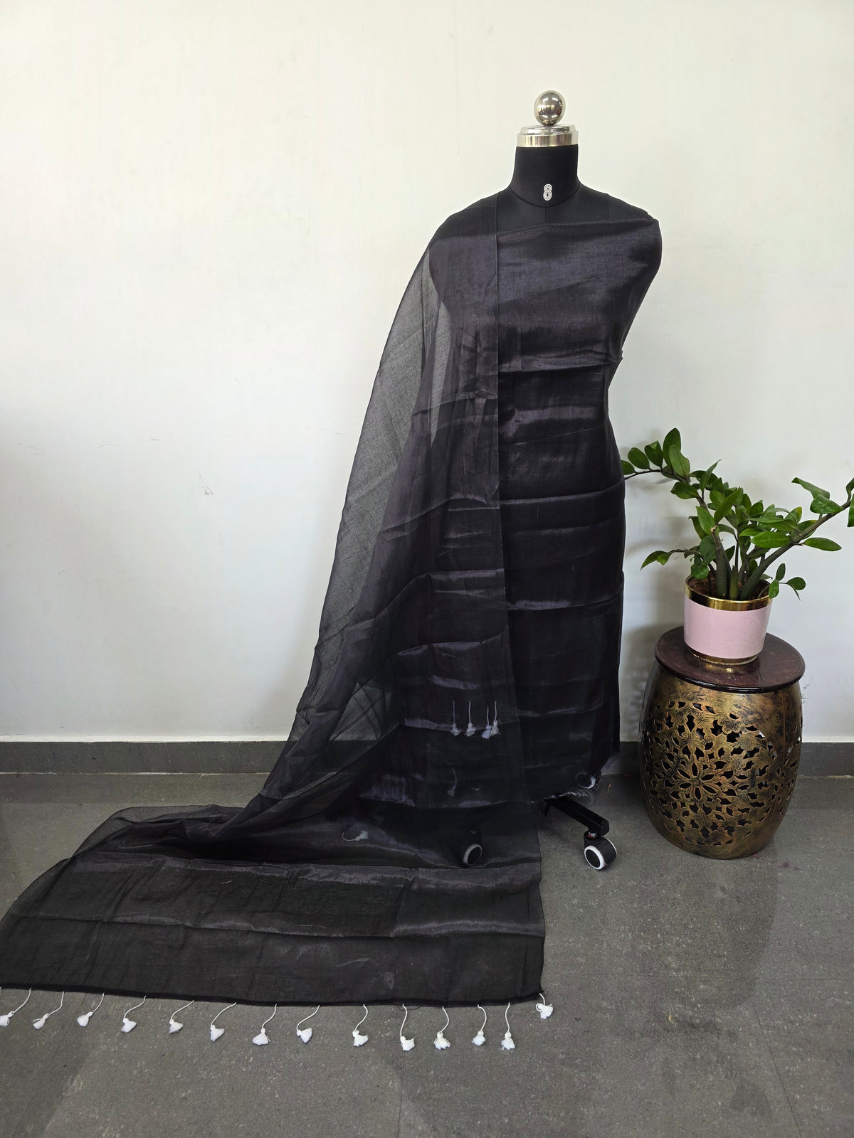 West Bengal tissue khadi set(black)- JMM671