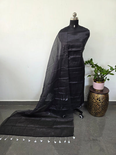 West Bengal tissue khadi set(black)- JMM671