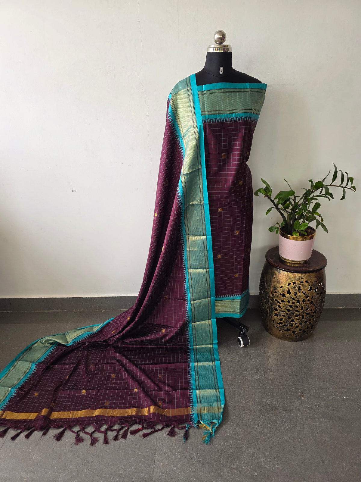 Kovilpattu Checked soft silk salwar-NA604