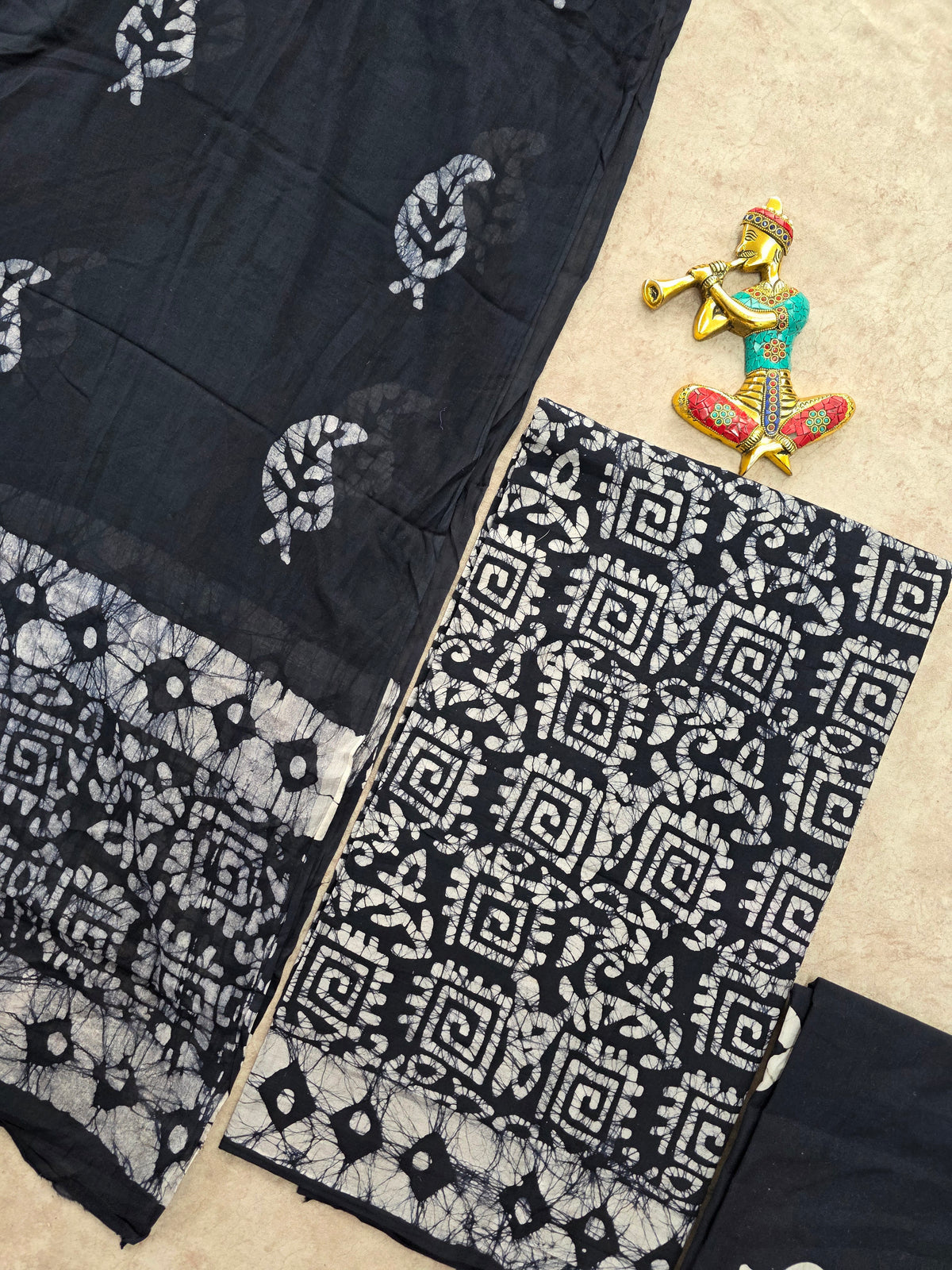 Bagru Handblock cotton salwar set(black) -JA640