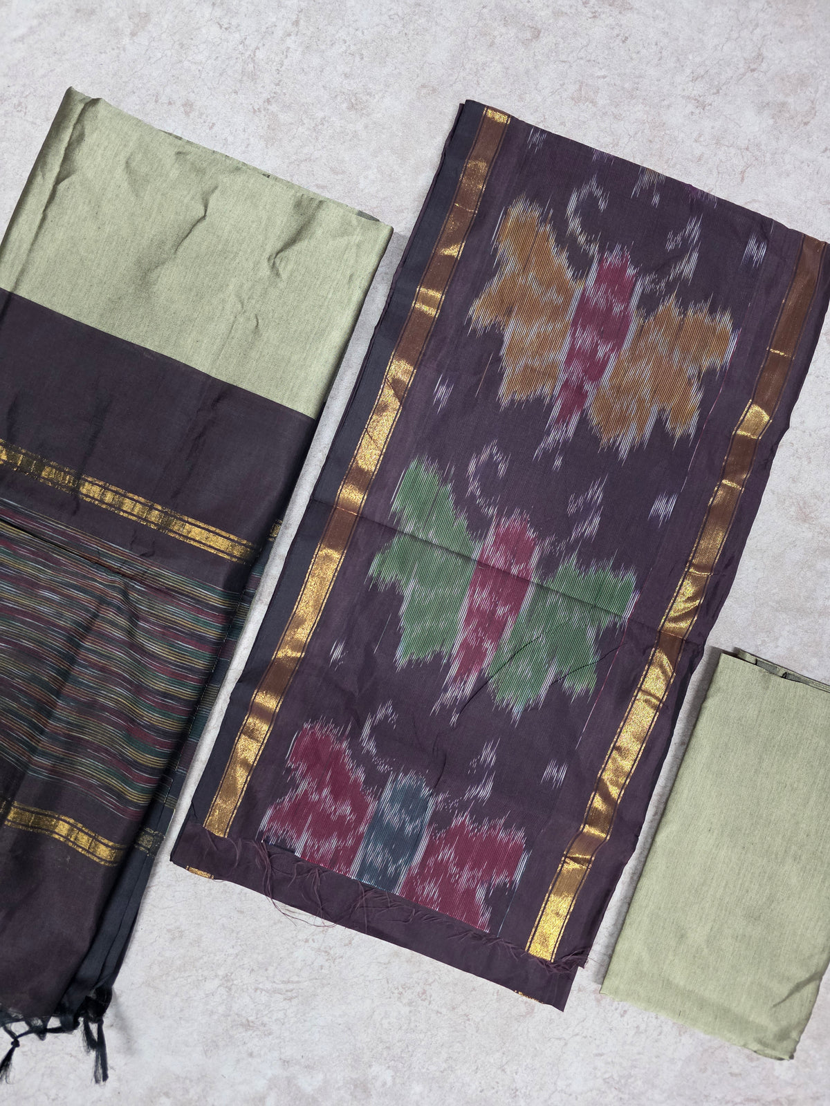 Pochampally sico set with ikkat damn -SZ472