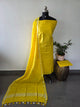 Bhagalpuri katan set with cotton linen duppatta-BA628
