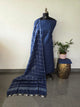 Bhagalpuri katan set with cotton linen duppatta(blue)- BA614