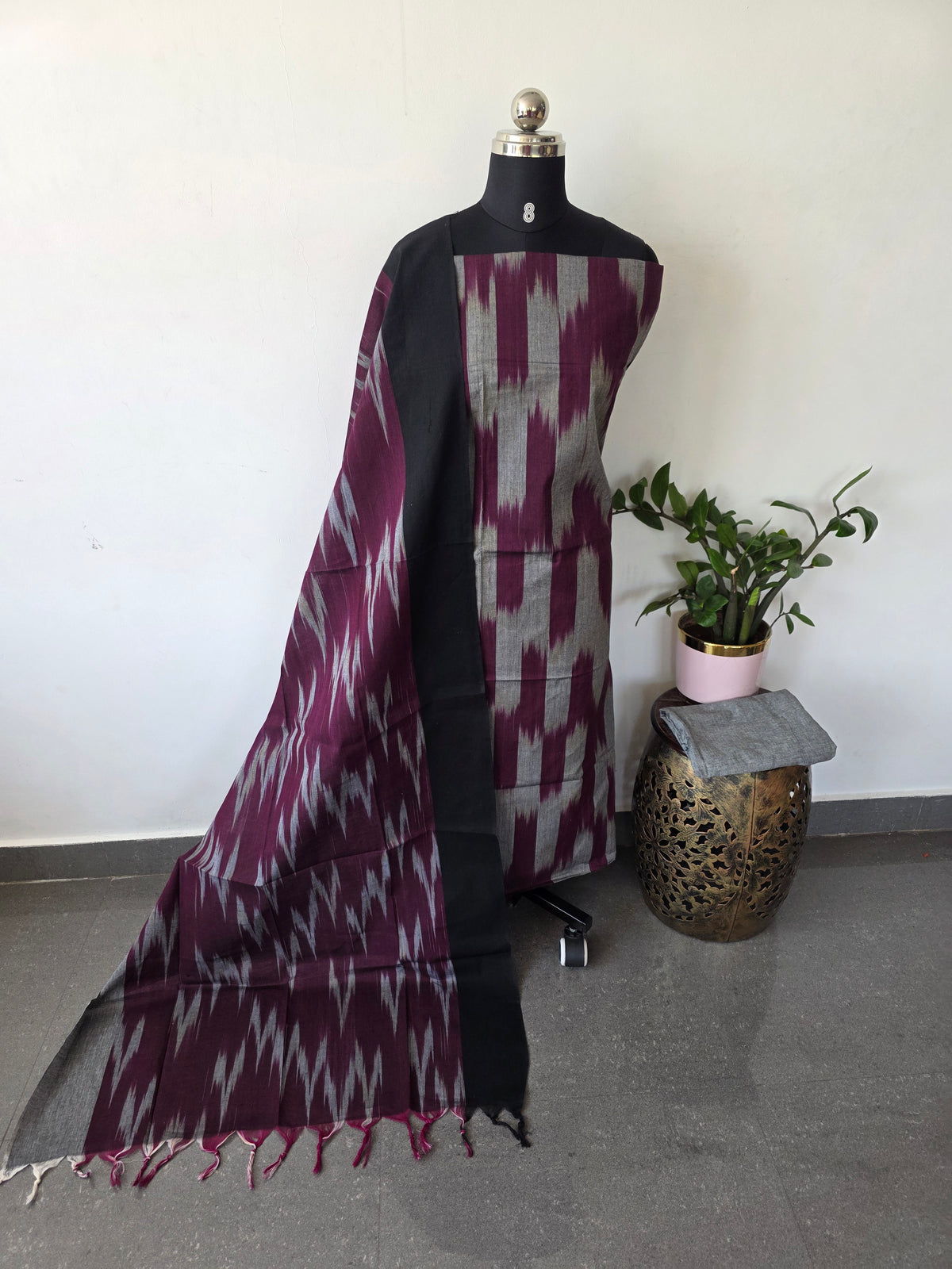 Ikkat south cotton salwar set -HA337