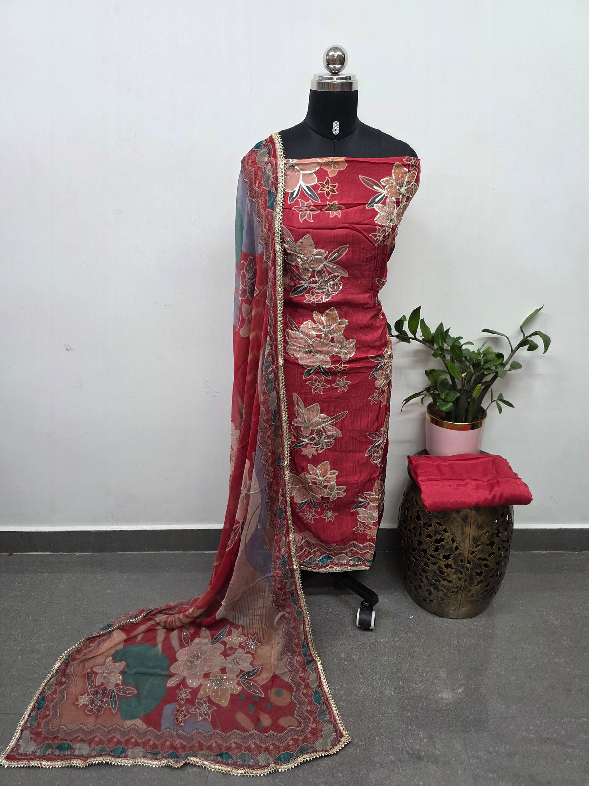Pure natural digital crepe  handwork silk set- FC92