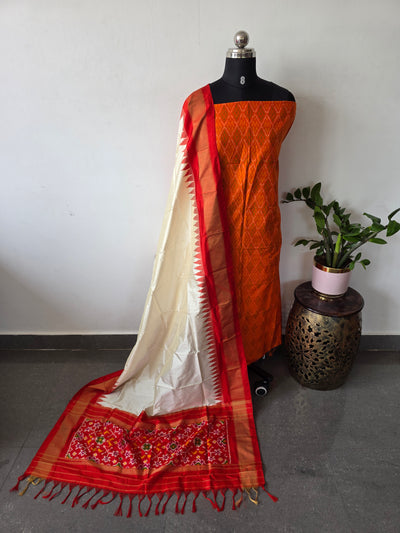 Handloom Sico ikkat top with Pure ikkat silk duppatta- JM133