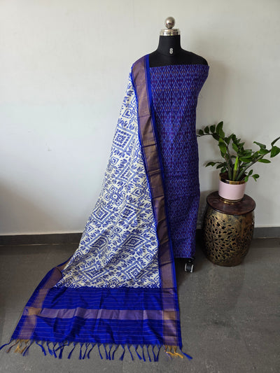 Handloom Sico ikkat top with Pure ikkat silk duppatta- JM136