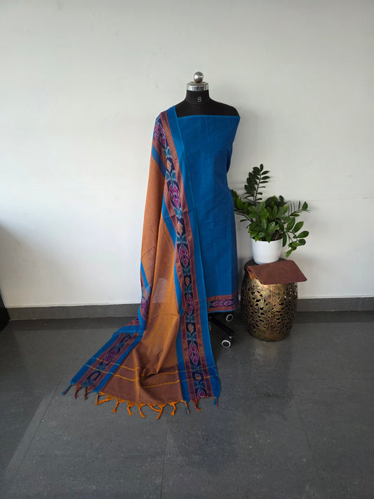 Pure cotton set with Pochampally ikkat border - PHC1