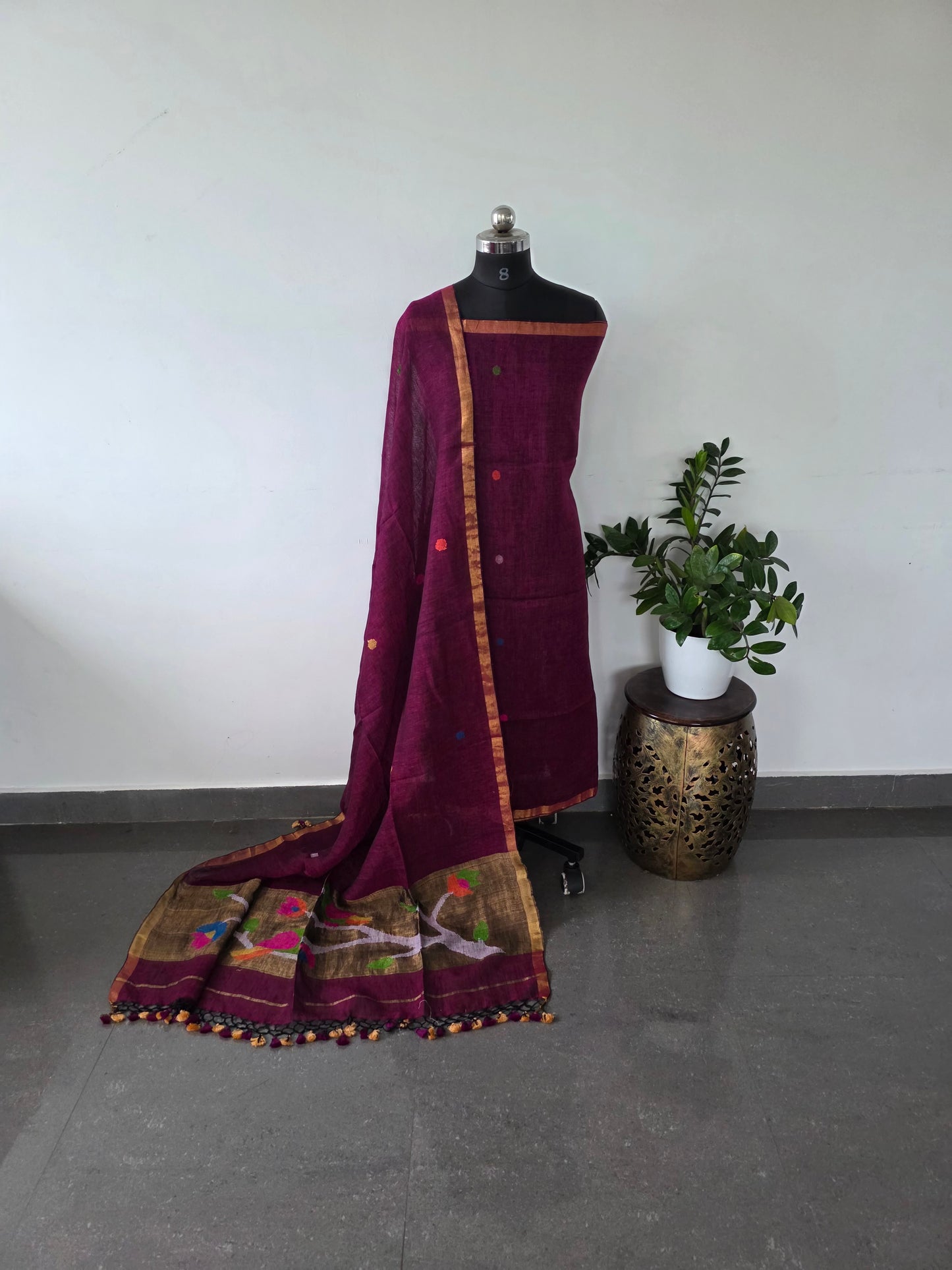 premium  linen Paithani jamdhani set - PJ4