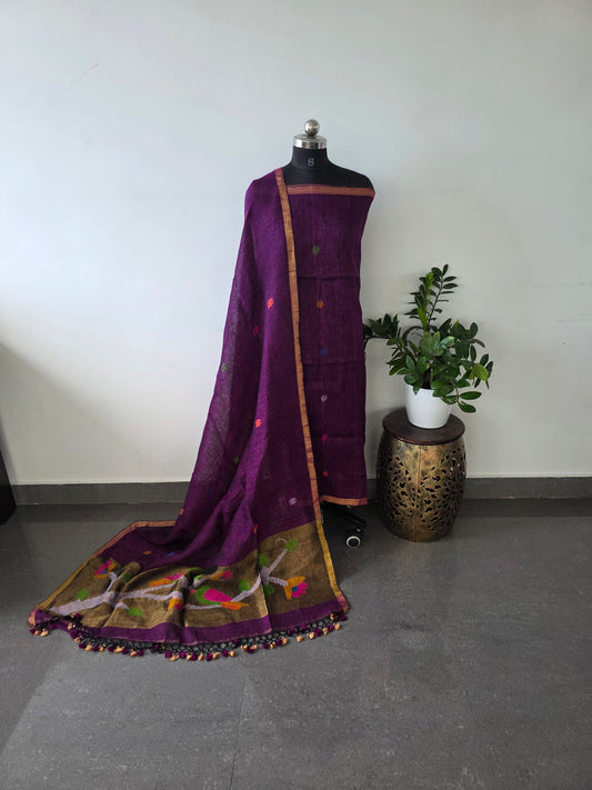 premium linen Paithani jamdhani set - PJ2