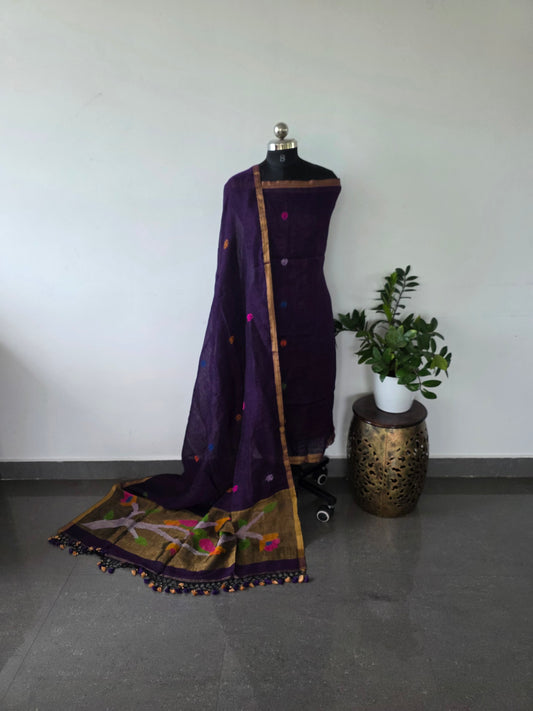 Premium  linen paithani jamdhani set - PJ