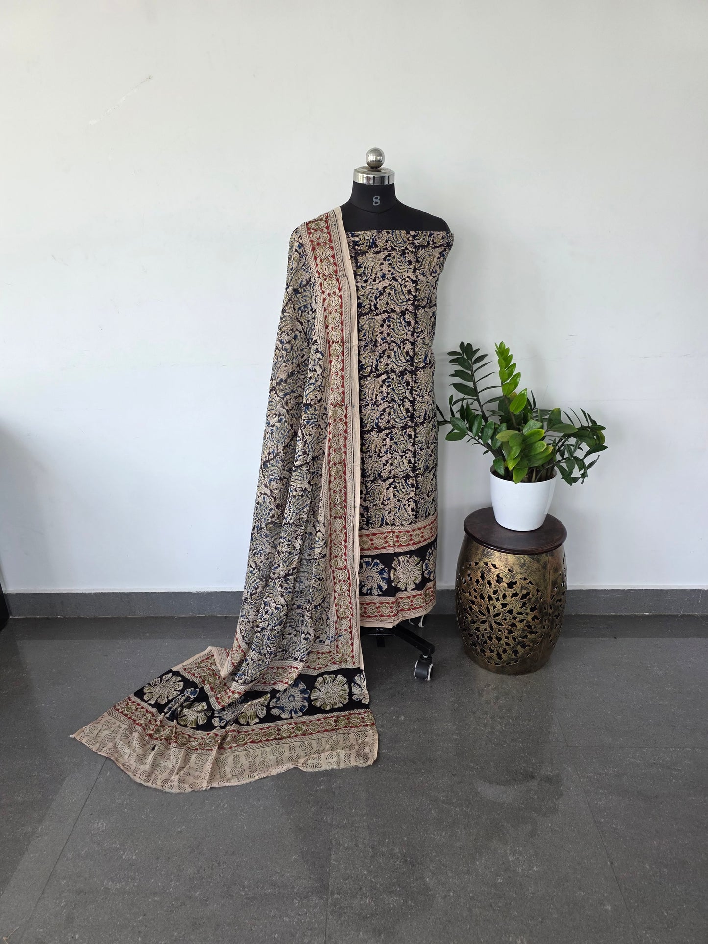 Handblock pure kalamkari cotton with border - HK3