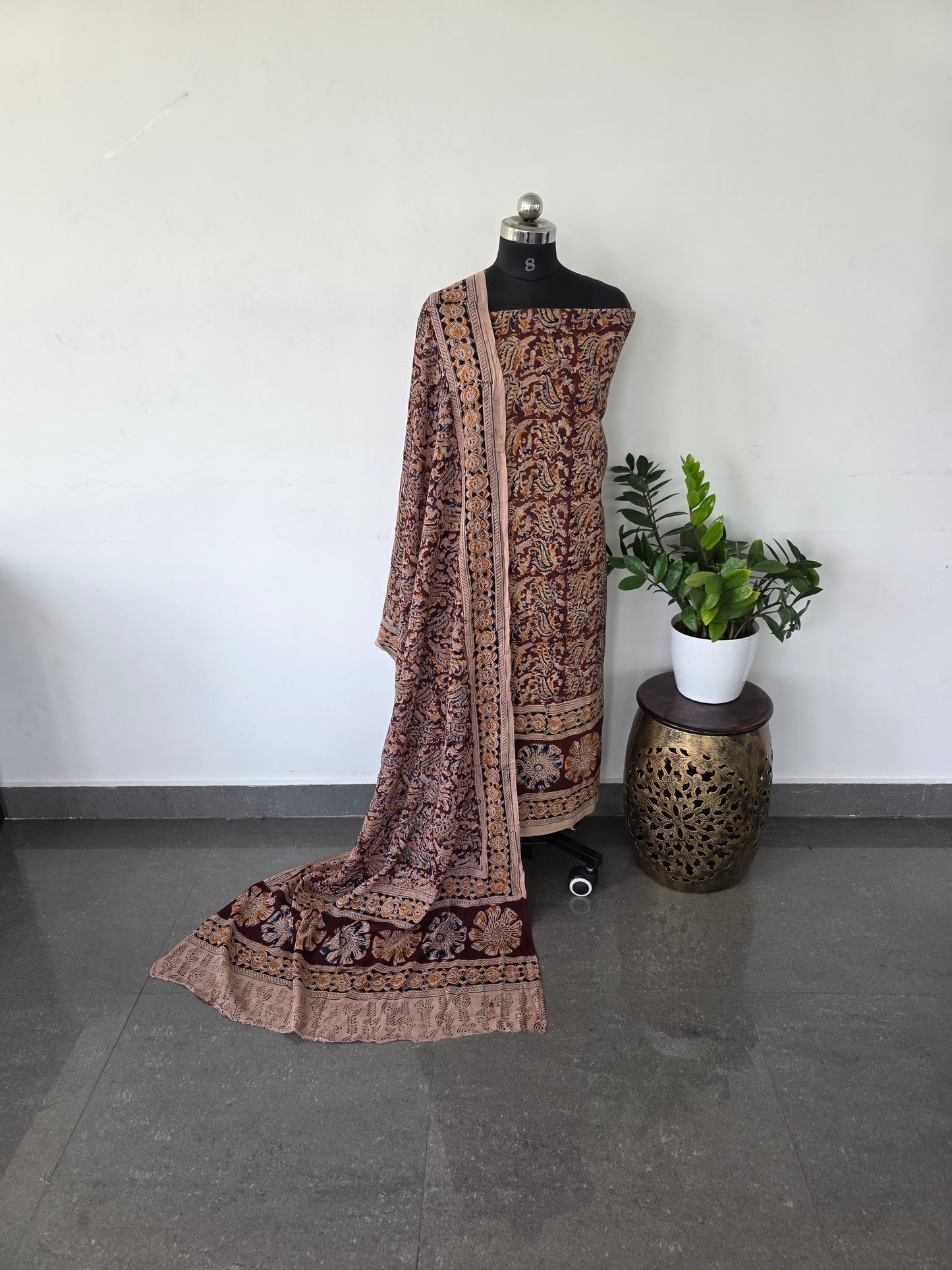 Handblock pure kalamkari cotton with border - HK4