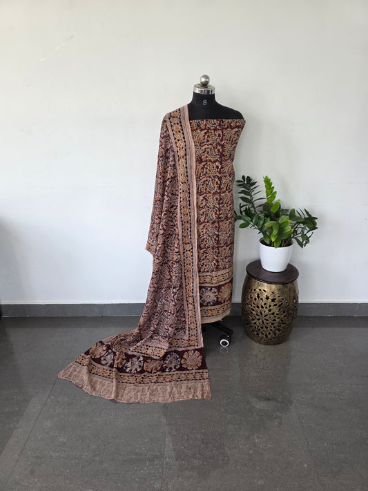 Handblock pure kalamkari cotton with border - HK4
