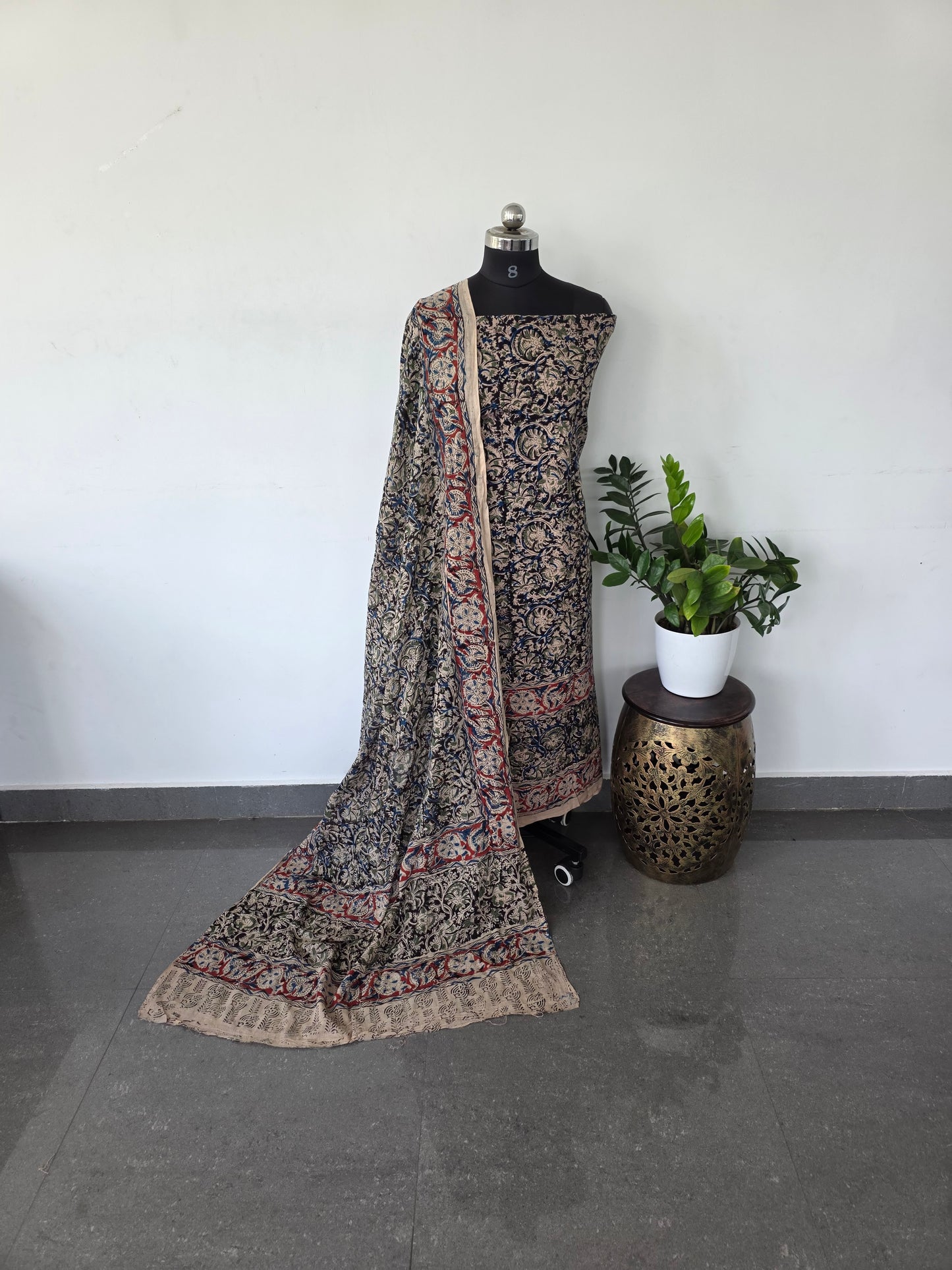 Handblock pure kalamkari cotton with border - HK5