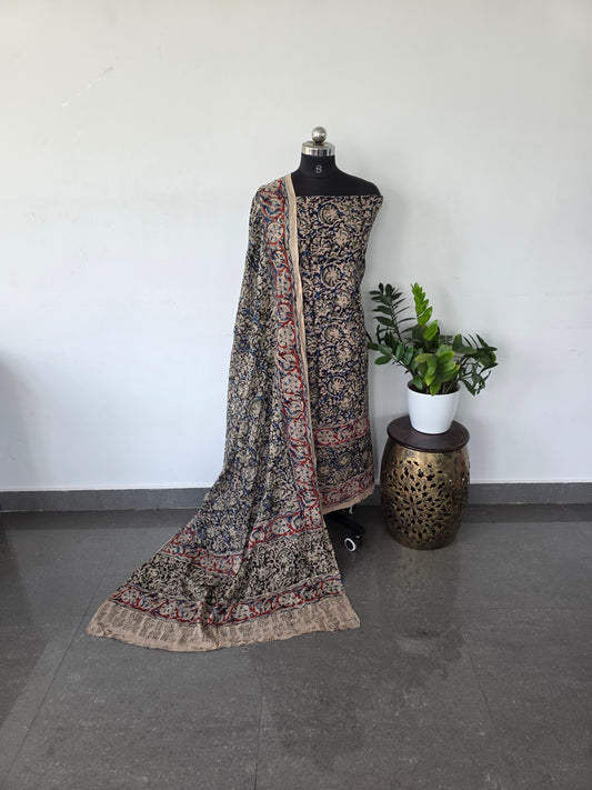 Handblock pure kalamkari cotton with border - HK5