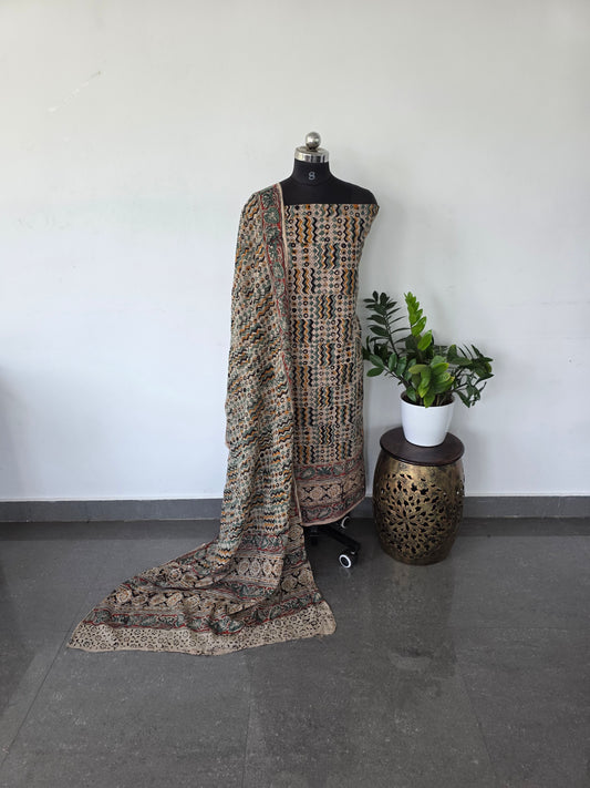 Handblock pure kalamkari cotton with border - HK11
