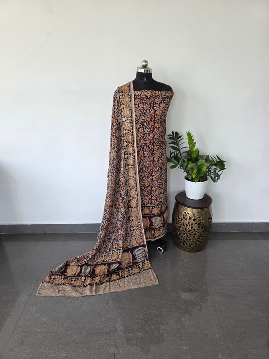 Handblock pure Kalamkari cotton with border - HK13