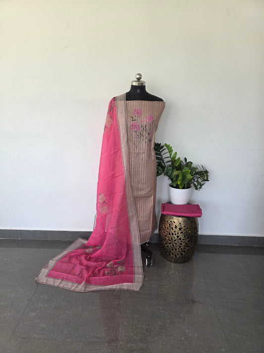 Soft linen set with jari lines - SL12