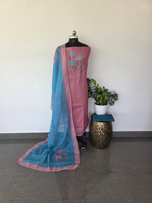 Soft linen set with jari lines - SL6