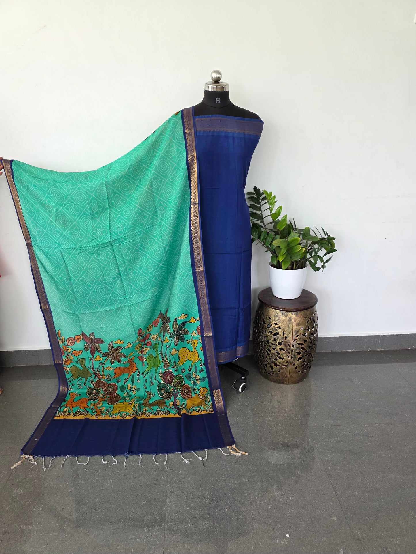 Pure chennuri silk top with pure soft mangalagiri digital silk shawl- CD7