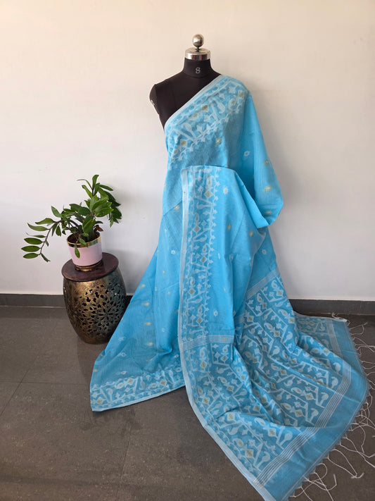 Silk cotton jamdhani saree  - BB476