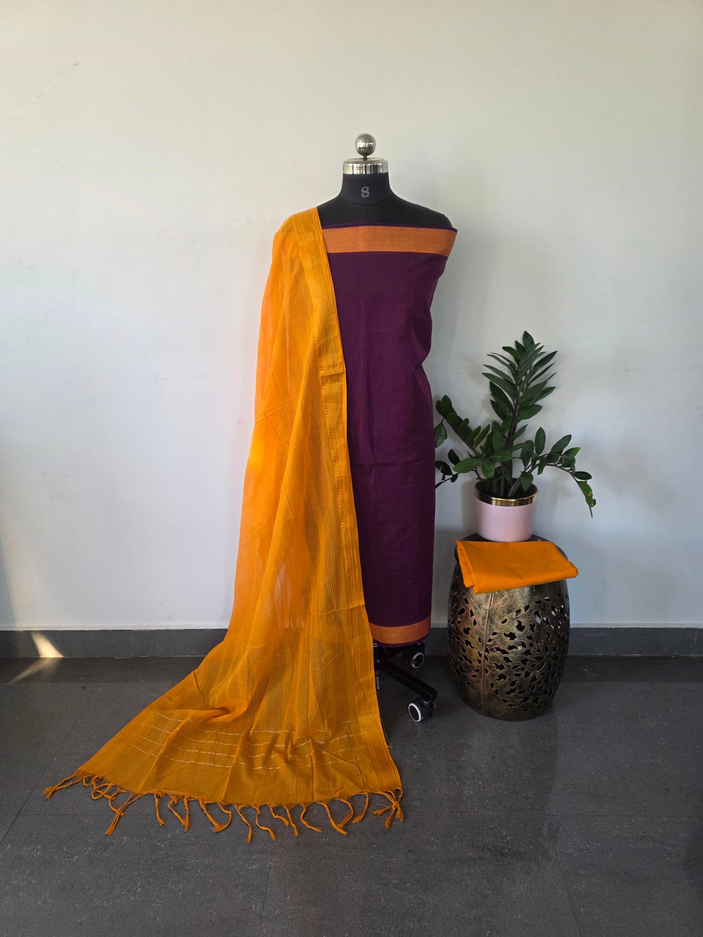 Pure handloom cotton with mangalagiri border - MN2