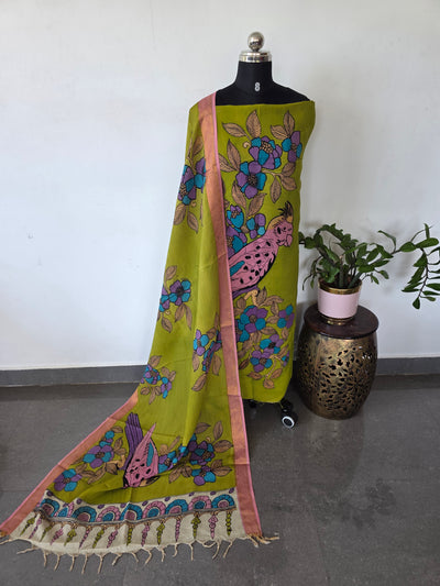 Handcrafted Penkalamkari bangalore silk set - KH210