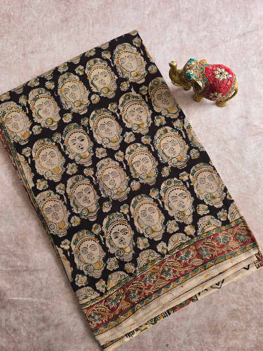 Handblock pure kalamkari cotton saree - HZ9