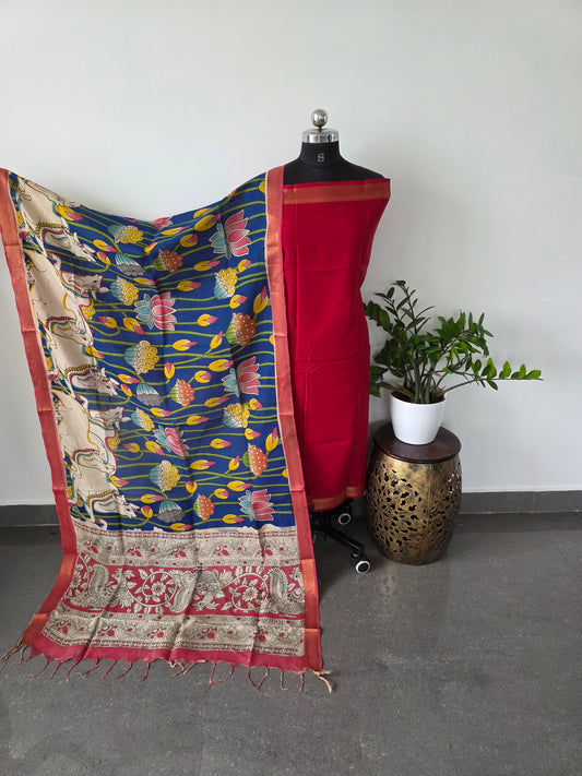Pure chennuri silk top pure kalamkari silk shawl with nizam border - ZE7