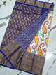 Mulbery ikkat kanchi border pattu saree-WW882