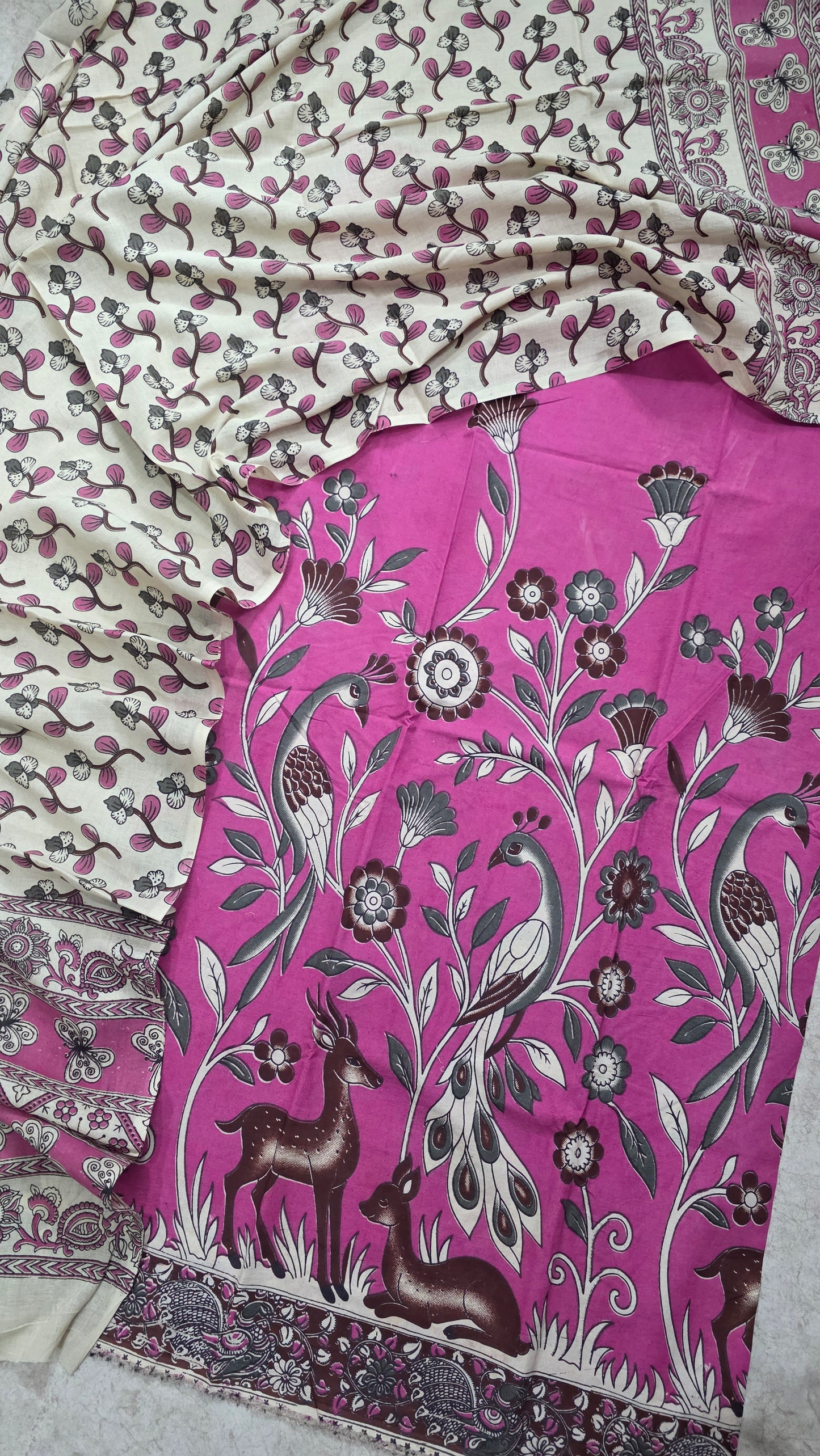 Penkalamkari- inspired  kalamkari  cotton set - RV178