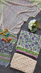Handblock Jaipuri pure cotton with chiffon shawl - JX59