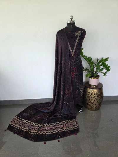 Handcrafted ajrakh modal silk set - HZ67