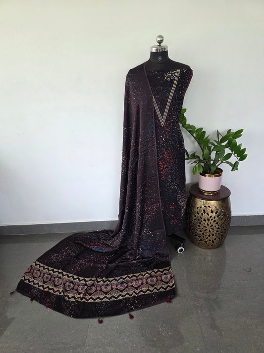 Handcrafted ajrakh modal silk set - HZ67