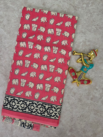 Handblock Jaipuri pure cotton saree - JA538