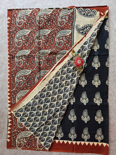 Handblock Jaipuri pure cotton saree - JS4