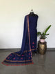 Premium handloom linen jamdhani set (blue)- JMM76