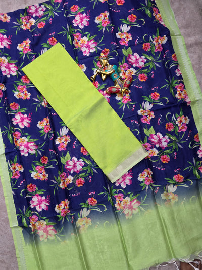 Handloom Mangalagiri silk top with digital mangalagiri silk shawl - RV128