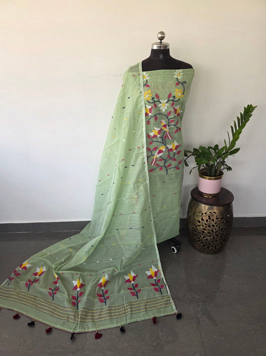 Silk cotton jamdhani set  - AV225
