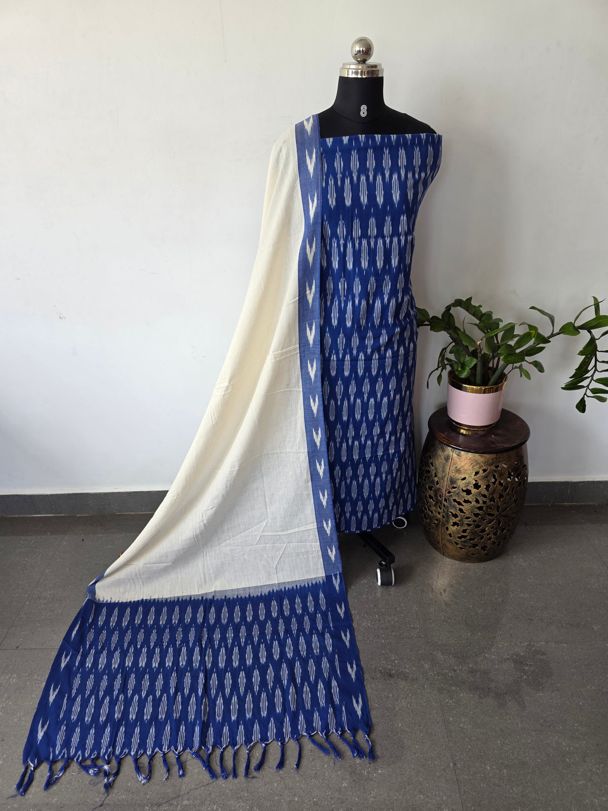 Pochampally ikkat cotton set(Blue) - KK331
