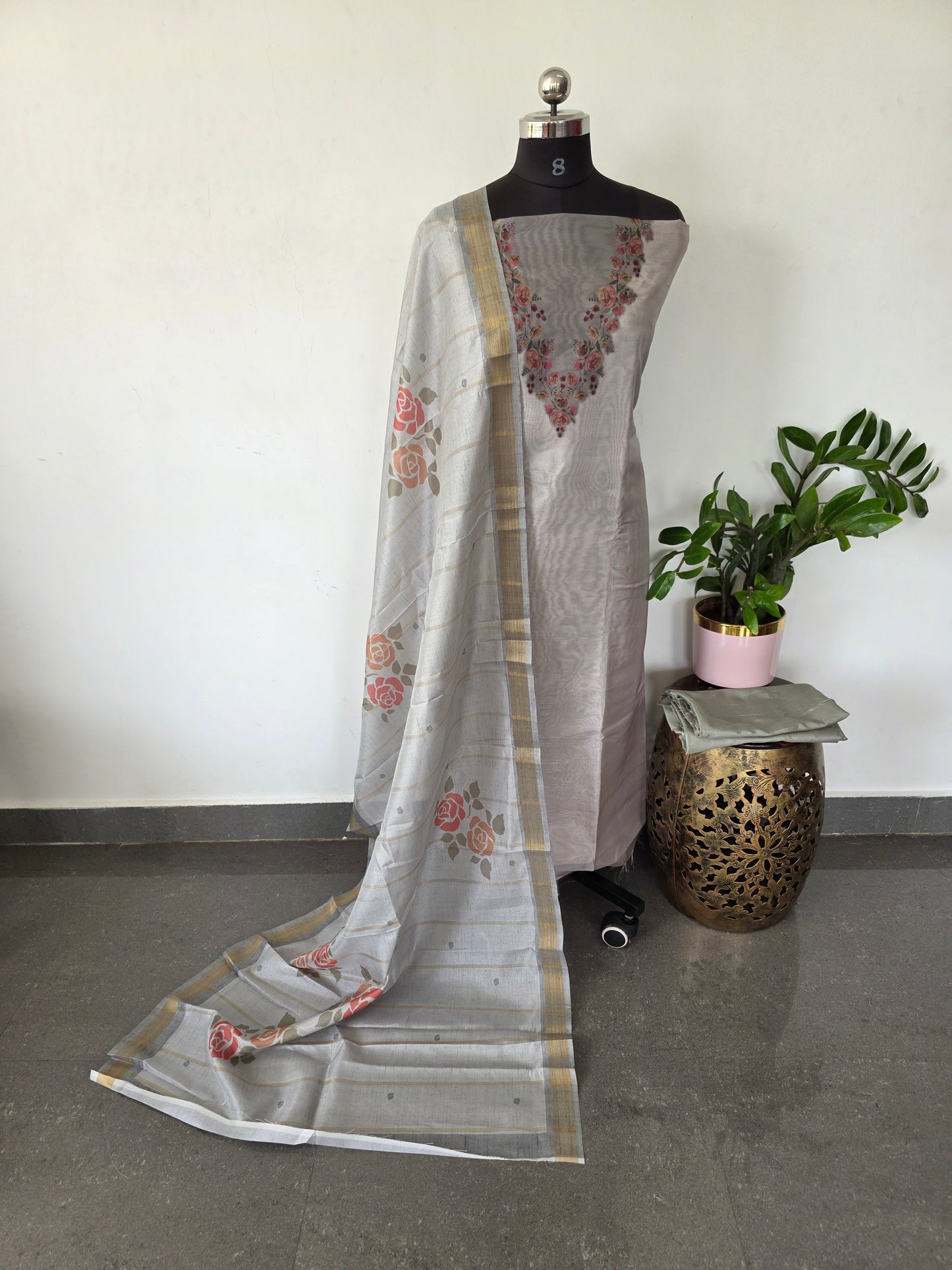 Fancy tussar silk set - CLA398