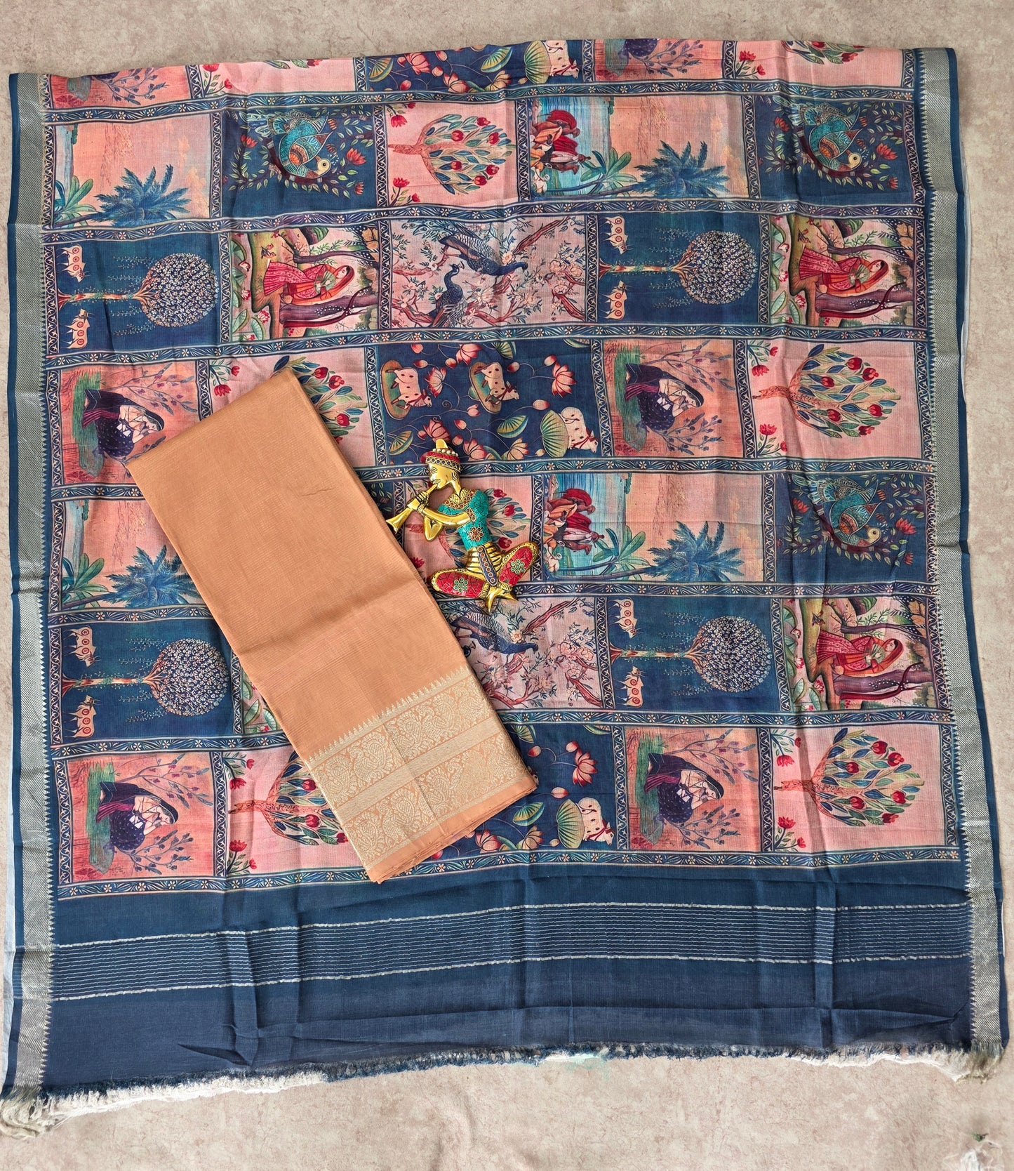 Handloom mangalagiri silk top with pure mangalagiri digital silk shawl - ML34