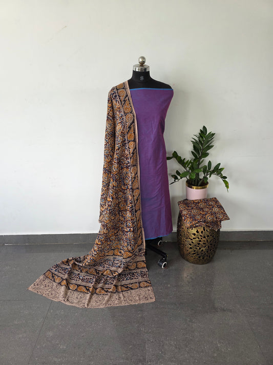 Handblock pure kalamkari cotton set  - HA2
