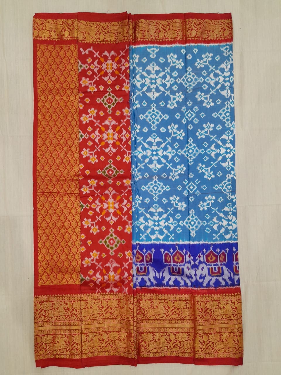 Handloom Mulbery ikkat kanchi border pattu saree-WW876