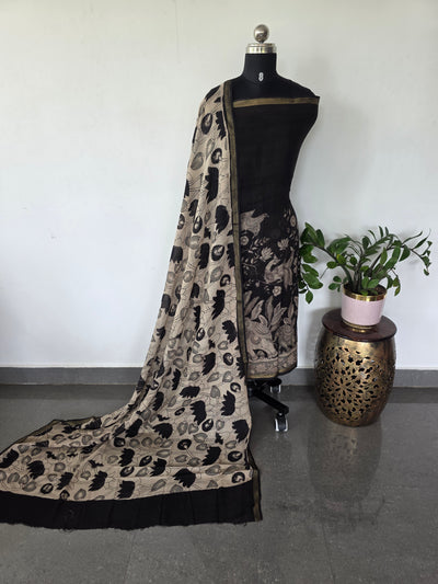Handcrafted Kota kalamkari set (2 pc set )(Black)-AK476